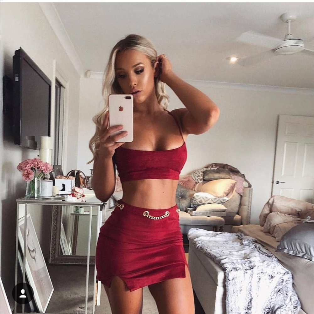 Oh Polly Chain Reaction Red Two Piece Set